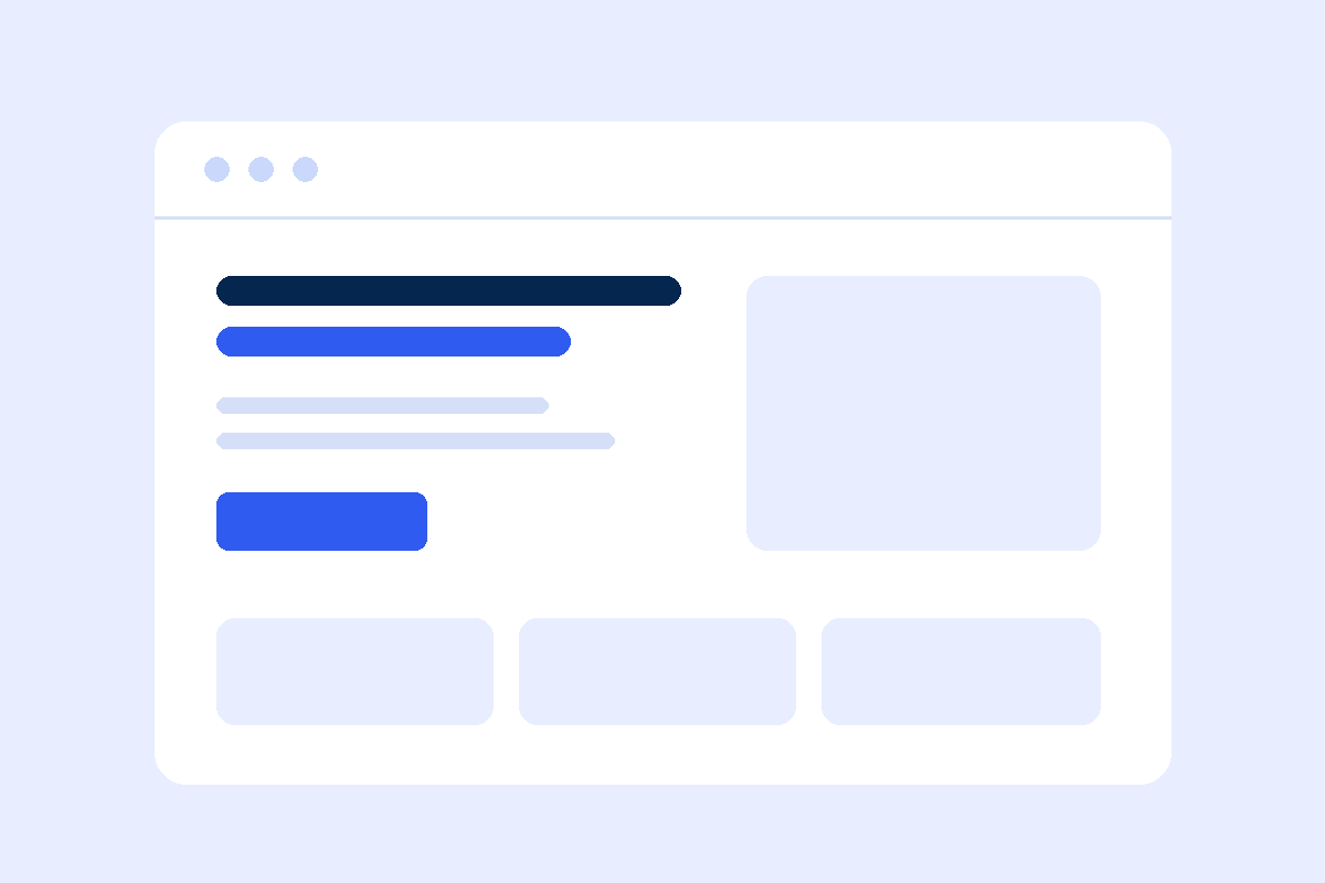 Abstract layout of a business website home page built with WordPress and Elementor