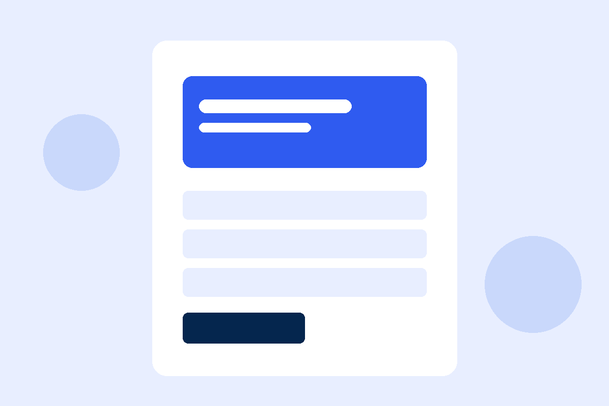 Abstract single-column landing page with a lead capture form